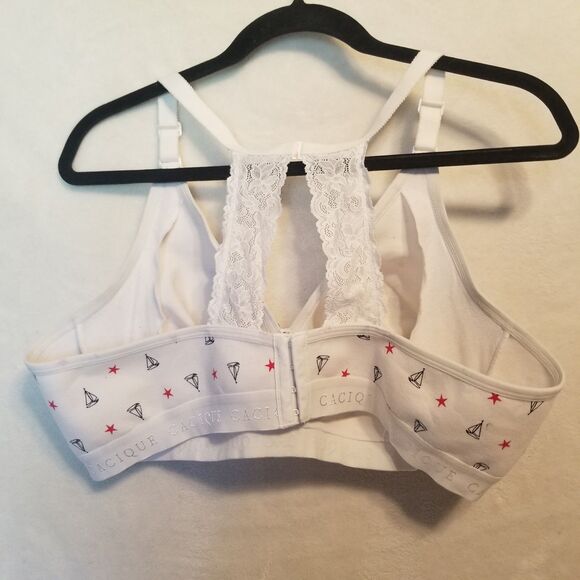 CACIQUE 46C Bra Star Sailboat Printed Cotton Blend Unlined No-Wire High Back - Picture 3 of 9